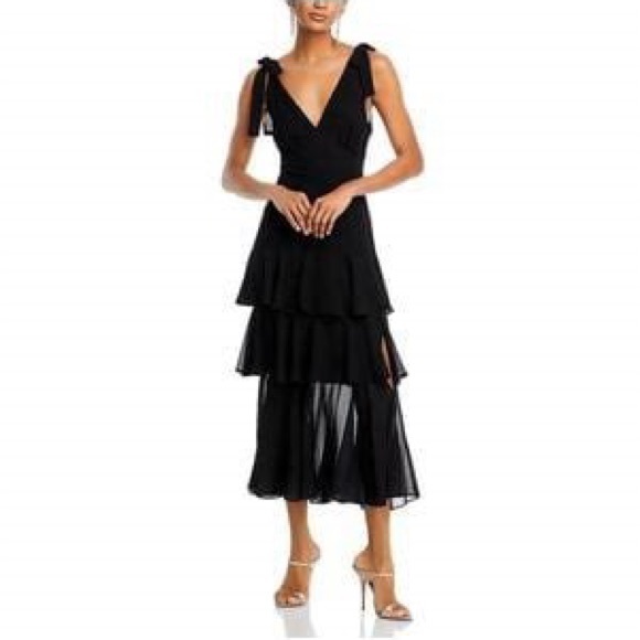 Wayf Elegant Black Layered High Low Dress - Picture 1 of 4